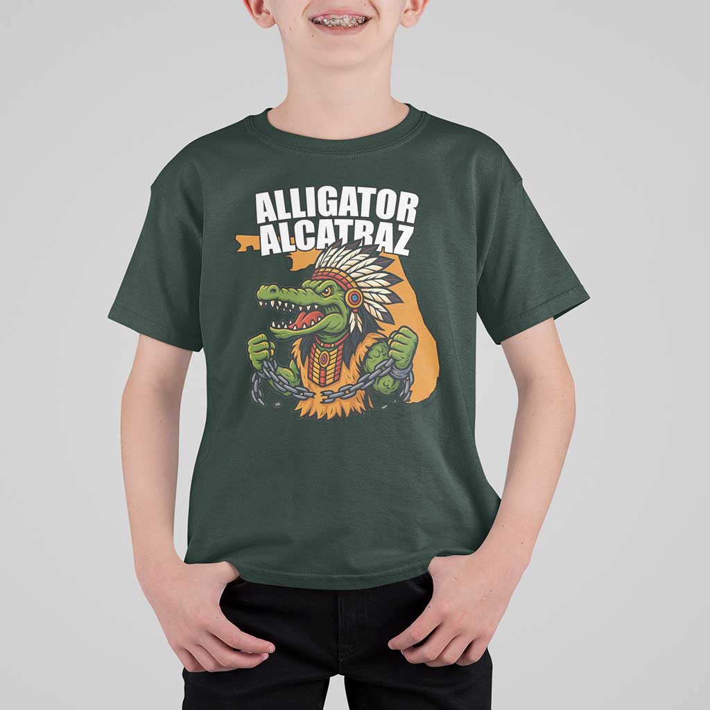 Native Alligator Alcatraz T Shirt For Kid Florida Gator Break The Chain - Wonder Print Shop