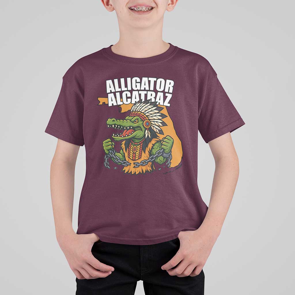 Native Alligator Alcatraz T Shirt For Kid Florida Gator Break The Chain - Wonder Print Shop