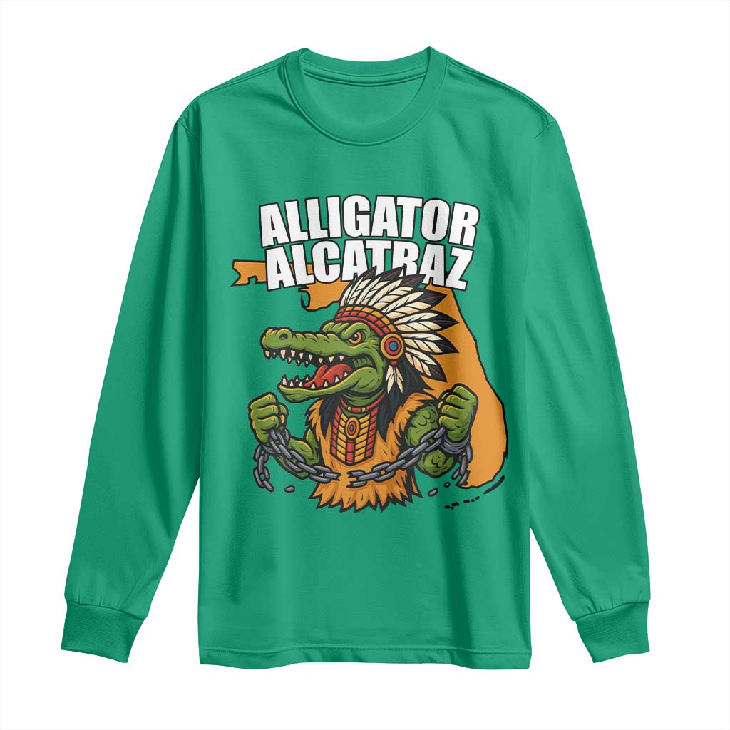 Native Alligator Alcatraz Long Sleeve Shirt Florida Gator Break The Chain - Wonder Print Shop