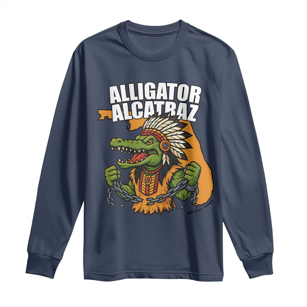 Native Alligator Alcatraz Long Sleeve Shirt Florida Gator Break The Chain - Wonder Print Shop