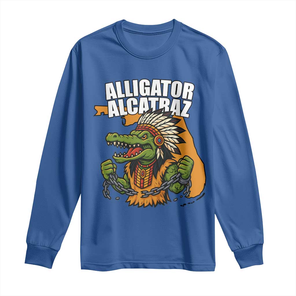 Native Alligator Alcatraz Long Sleeve Shirt Florida Gator Break The Chain - Wonder Print Shop