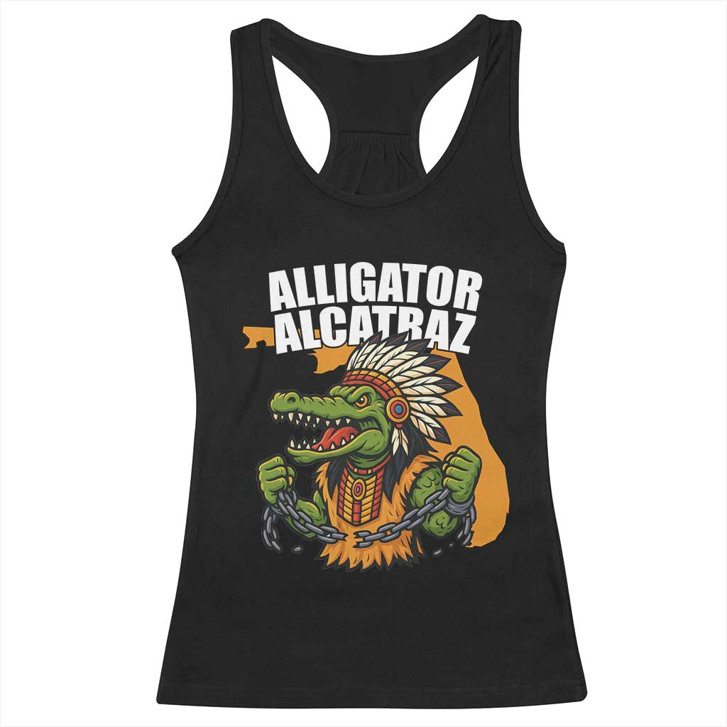 Native Alligator Alcatraz Racerback Tank Top Florida Gator Break The Chain - Wonder Print Shop