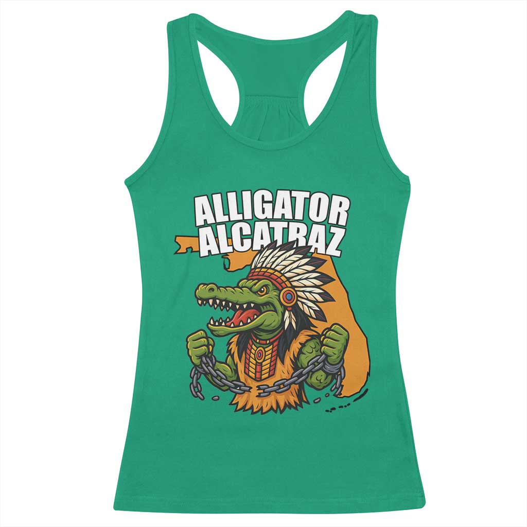 Native Alligator Alcatraz Racerback Tank Top Florida Gator Break The Chain - Wonder Print Shop