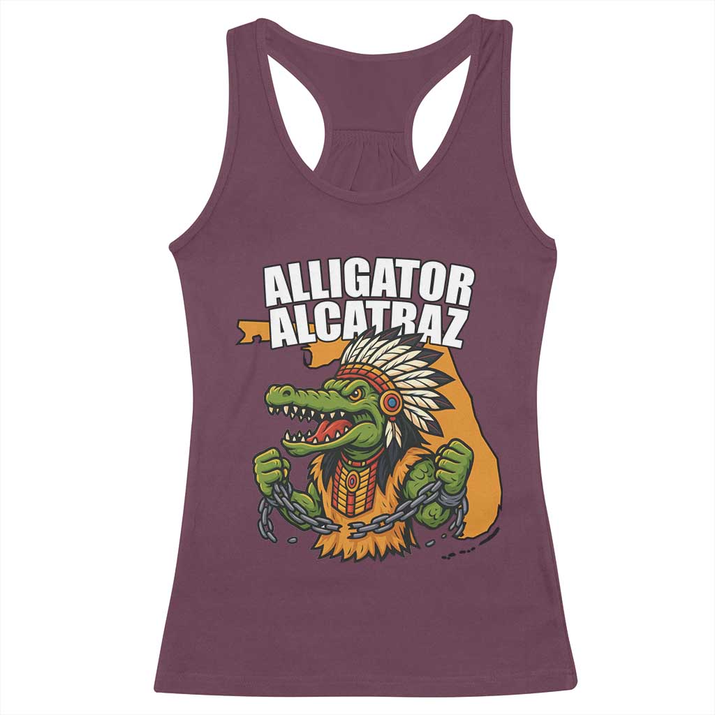 Native Alligator Alcatraz Racerback Tank Top Florida Gator Break The Chain - Wonder Print Shop