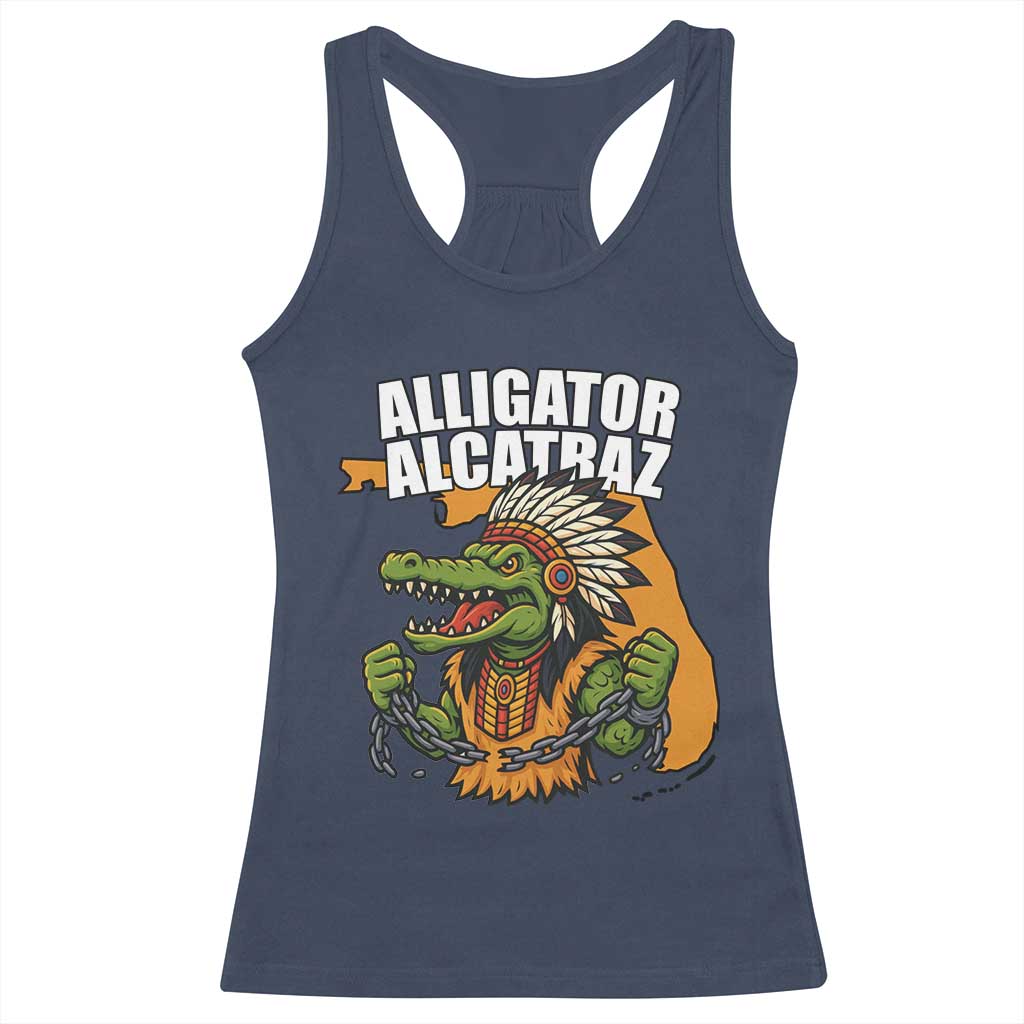 Native Alligator Alcatraz Racerback Tank Top Florida Gator Break The Chain - Wonder Print Shop