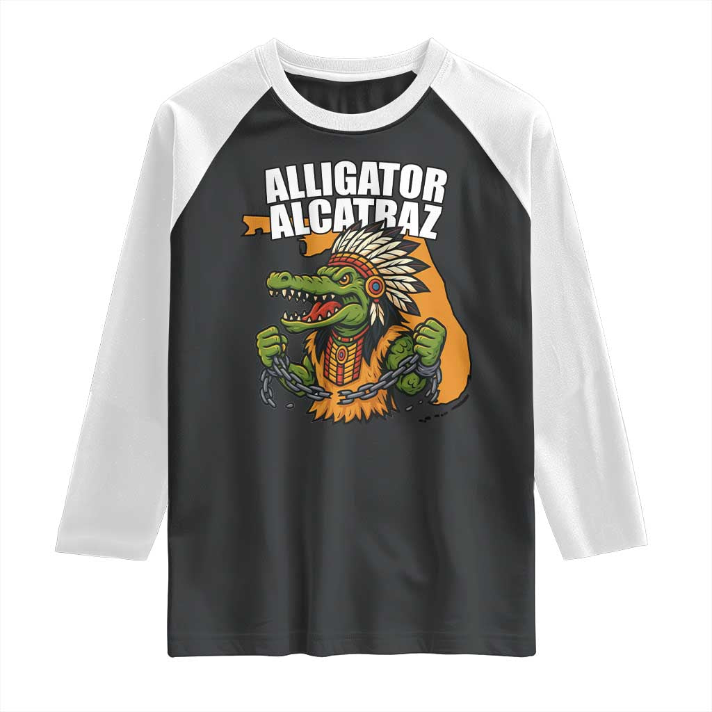 Native Alligator Alcatraz Raglan Shirt Florida Gator Break The Chain - Wonder Print Shop
