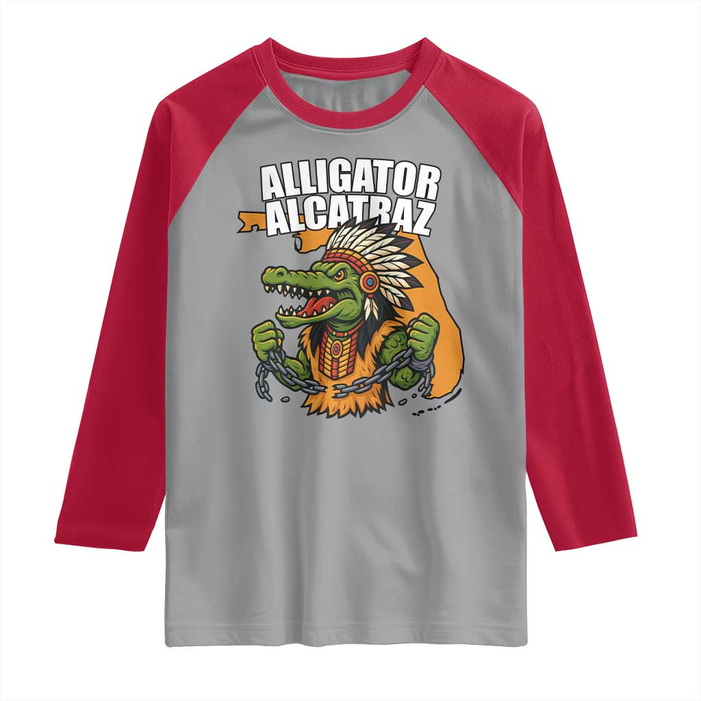 Native Alligator Alcatraz Raglan Shirt Florida Gator Break The Chain - Wonder Print Shop