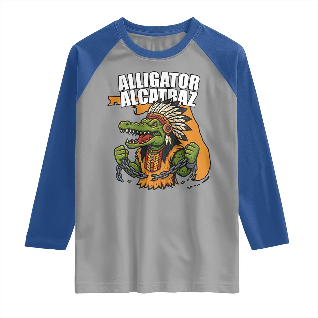 Native Alligator Alcatraz Raglan Shirt Florida Gator Break The Chain - Wonder Print Shop
