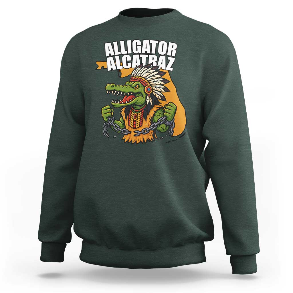 Native Alligator Alcatraz Sweatshirt Florida Gator Break The Chain - Wonder Print Shop