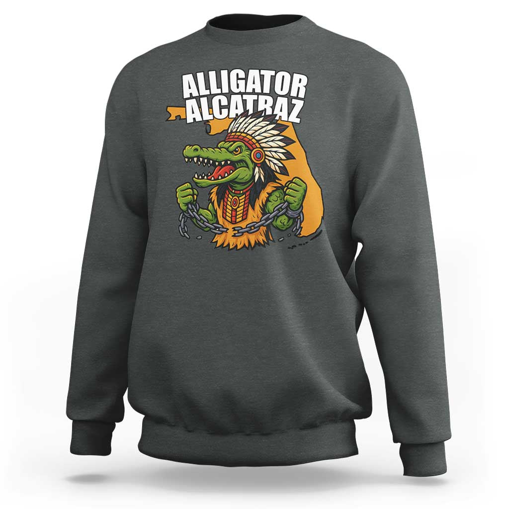 Native Alligator Alcatraz Sweatshirt Florida Gator Break The Chain - Wonder Print Shop