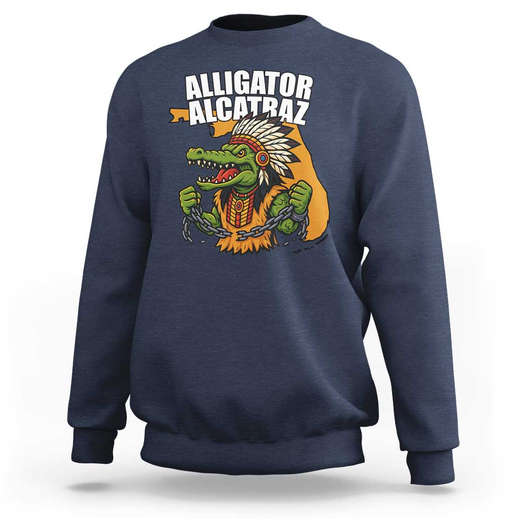 Native Alligator Alcatraz Sweatshirt Florida Gator Break The Chain - Wonder Print Shop