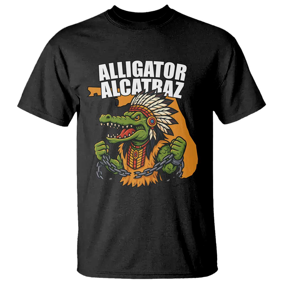 Native Alligator Alcatraz T Shirt Florida Gator Break The Chain - Wonder Print Shop