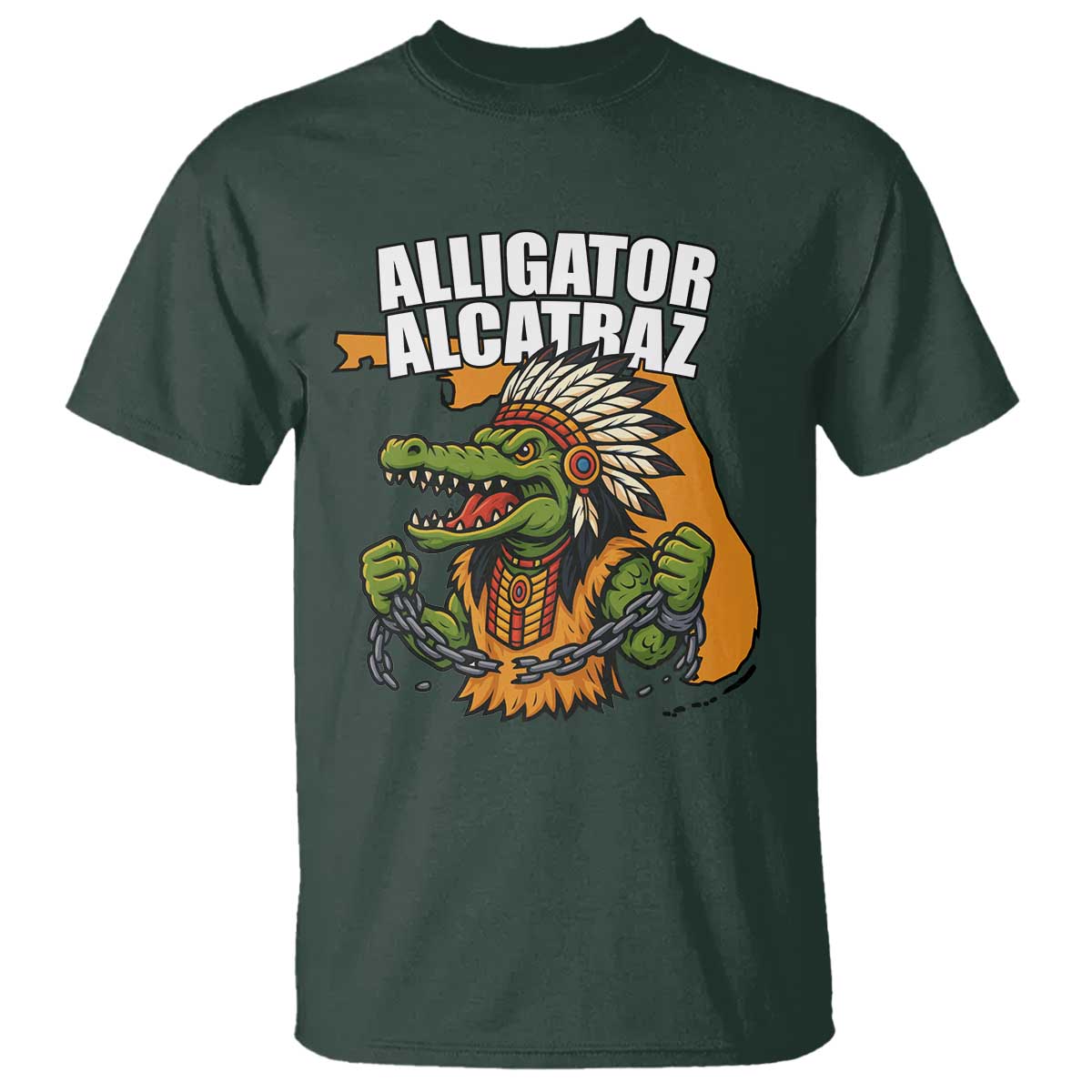 Native Alligator Alcatraz T Shirt Florida Gator Break The Chain - Wonder Print Shop