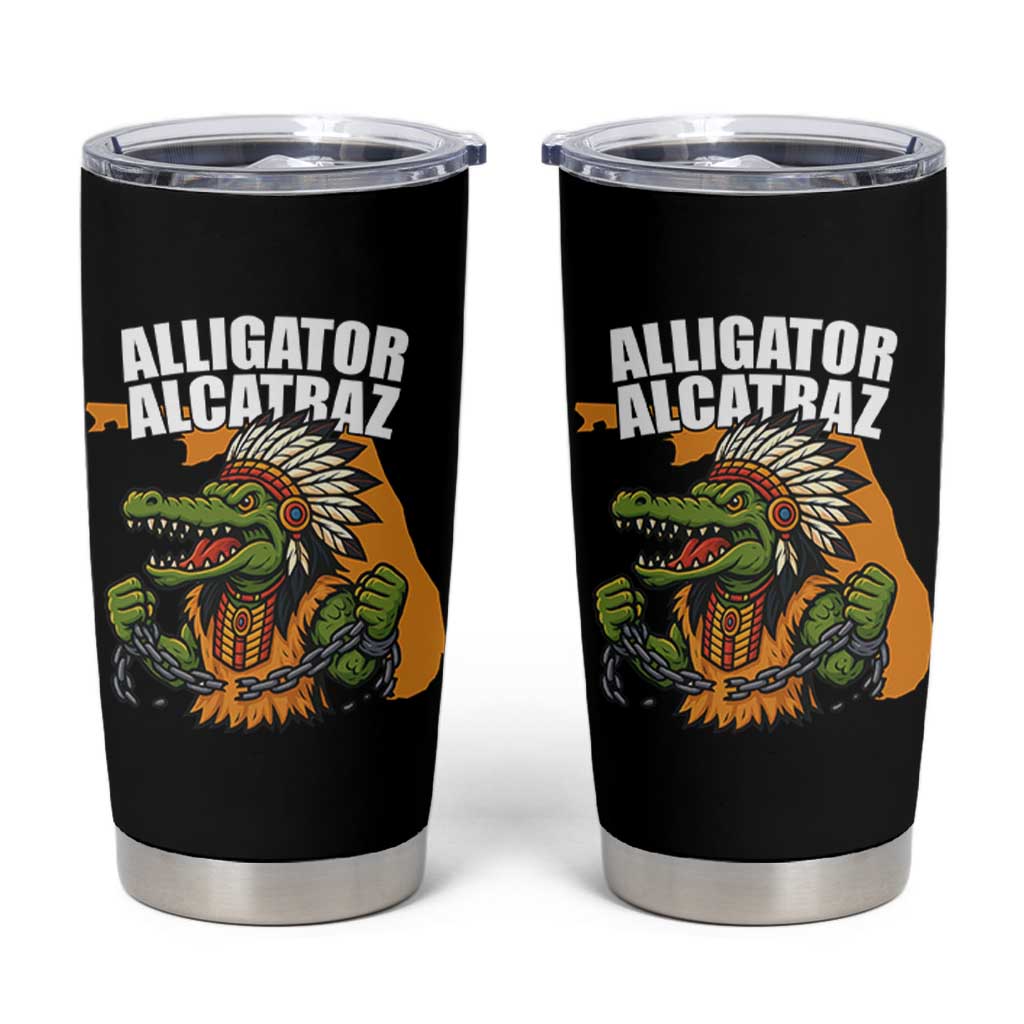 Native Alligator Alcatraz Tumbler Cup Florida Gator Break The Chain - Wonder Print Shop