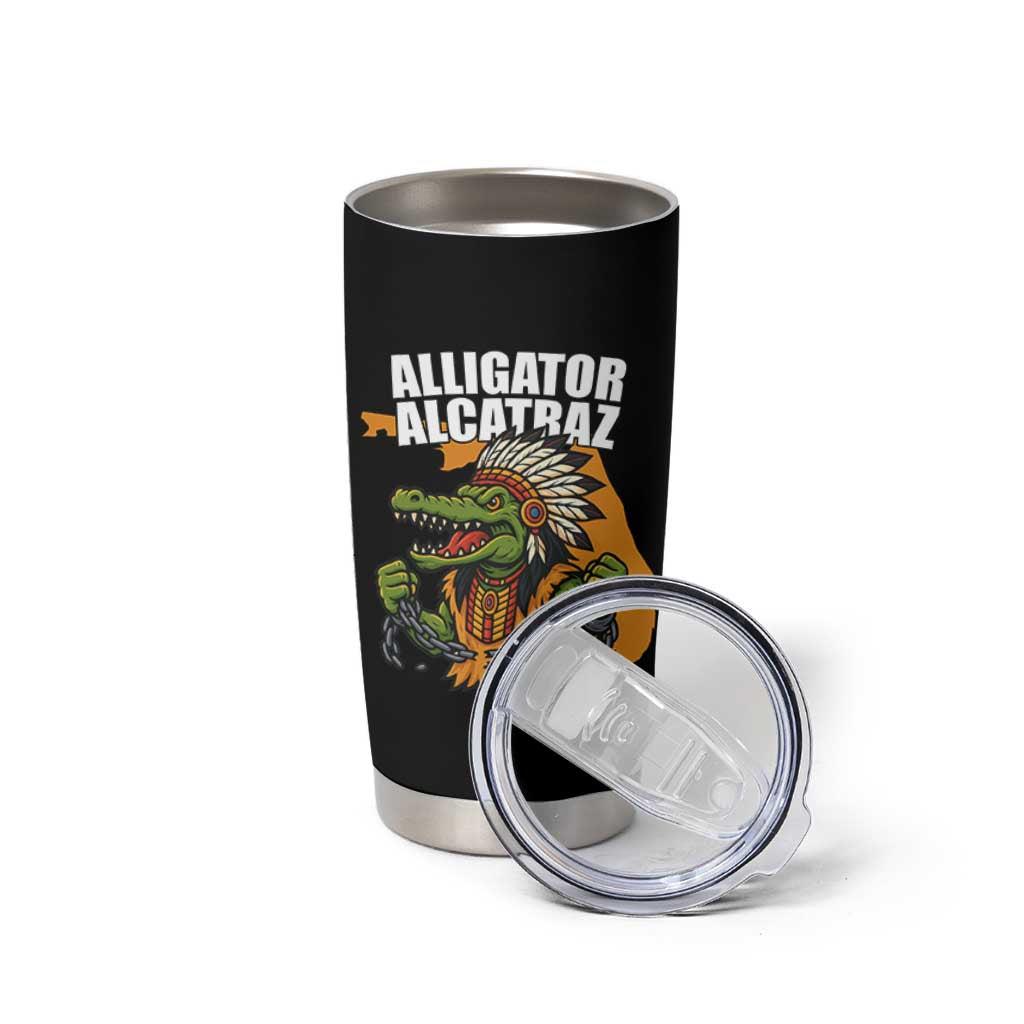 Native Alligator Alcatraz Tumbler Cup Florida Gator Break The Chain - Wonder Print Shop