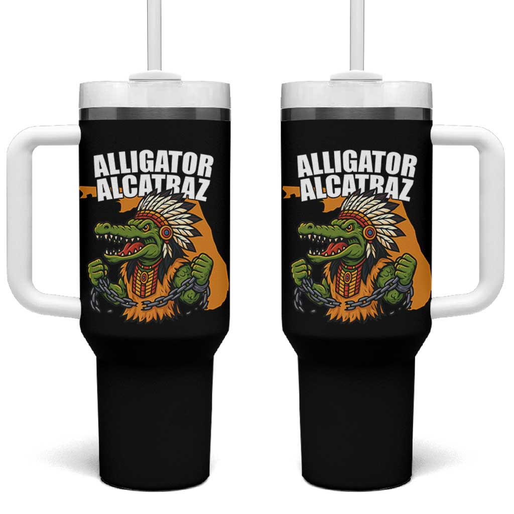 Native Alligator Alcatraz Tumbler With Handle Florida Gator Break The Chain - Wonder Print Shop