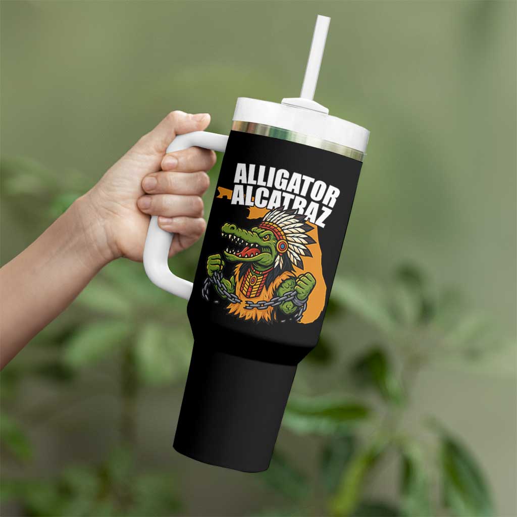Native Alligator Alcatraz Tumbler With Handle Florida Gator Break The Chain - Wonder Print Shop