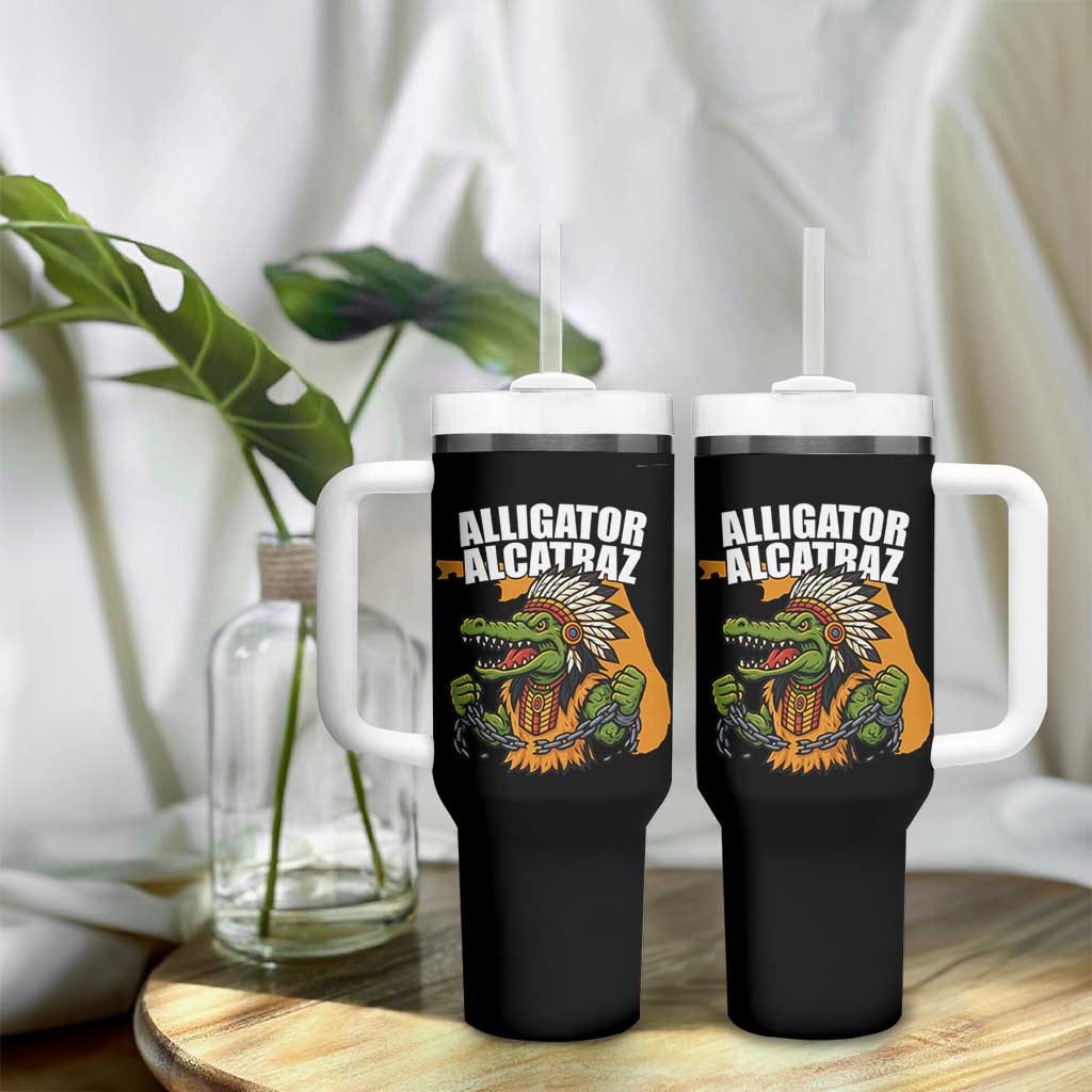 Native Alligator Alcatraz Tumbler With Handle Florida Gator Break The Chain - Wonder Print Shop