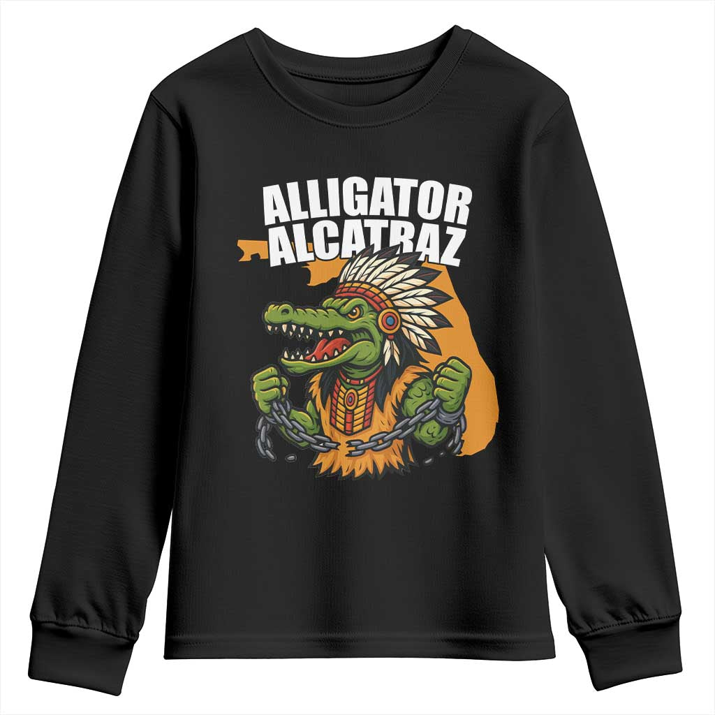Native Alligator Alcatraz Youth Sweatshirt Florida Gator Break The Chain - Wonder Print Shop