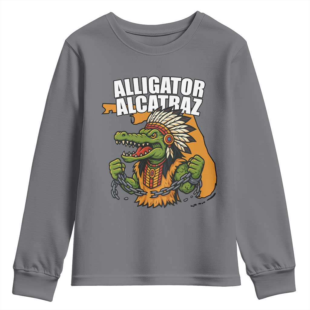 Native Alligator Alcatraz Youth Sweatshirt Florida Gator Break The Chain - Wonder Print Shop