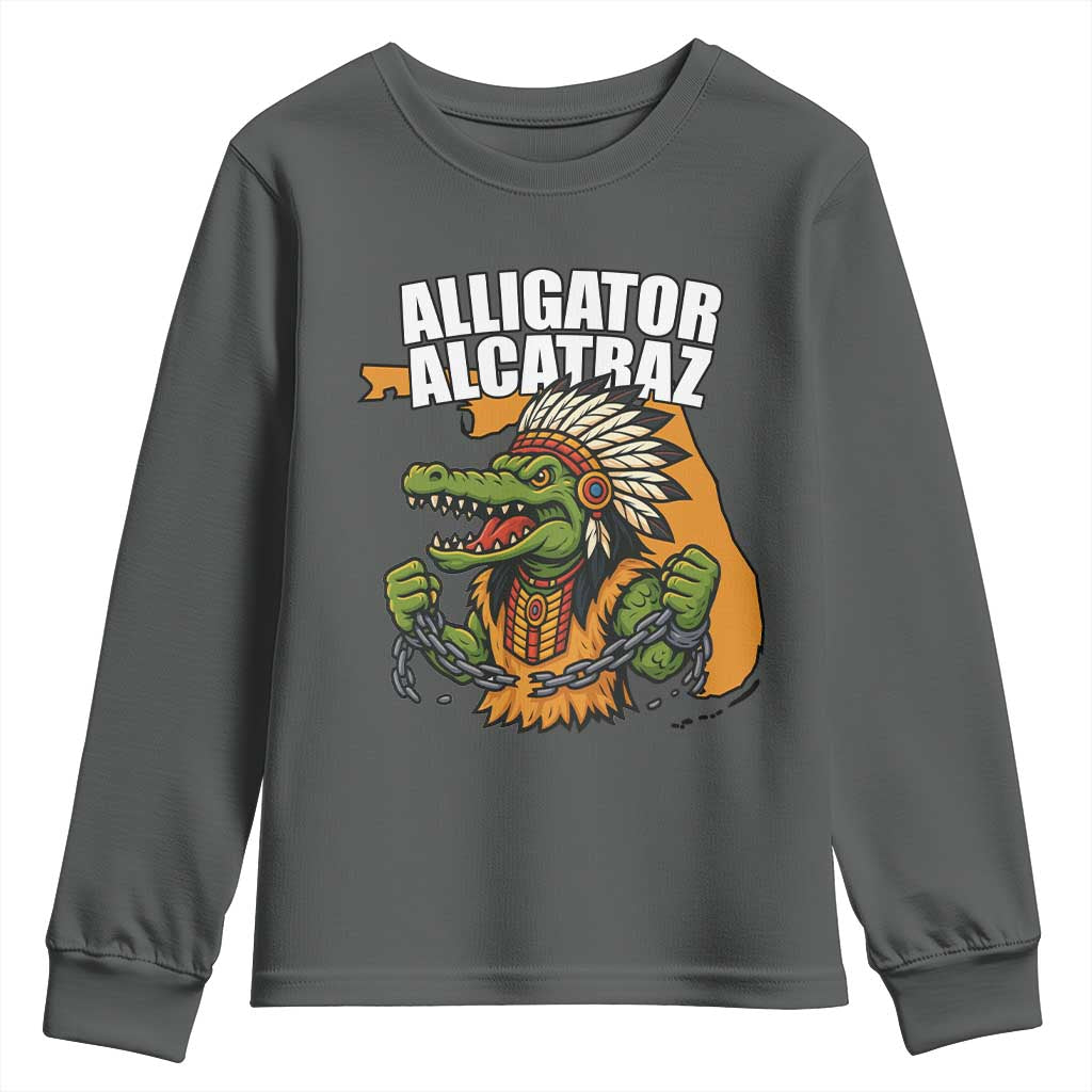Native Alligator Alcatraz Youth Sweatshirt Florida Gator Break The Chain - Wonder Print Shop