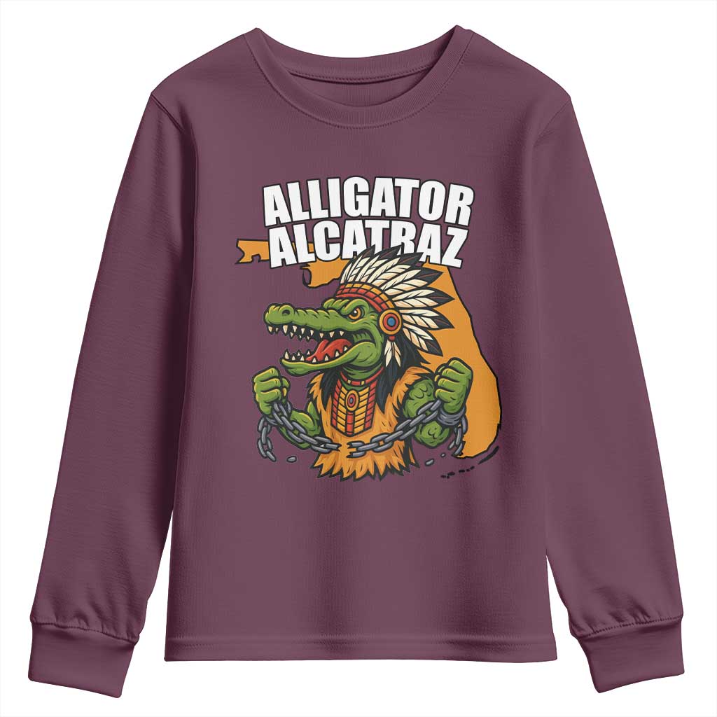 Native Alligator Alcatraz Youth Sweatshirt Florida Gator Break The Chain - Wonder Print Shop