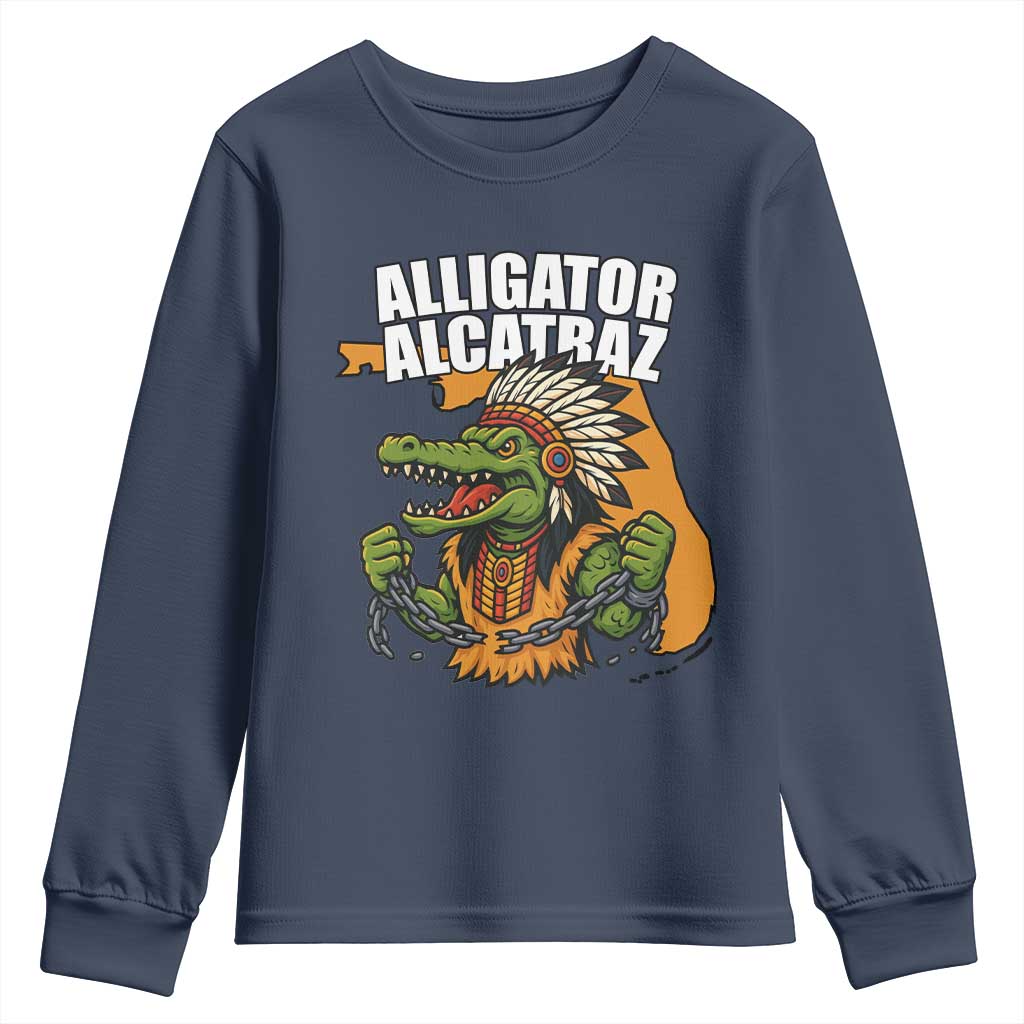 Native Alligator Alcatraz Youth Sweatshirt Florida Gator Break The Chain - Wonder Print Shop