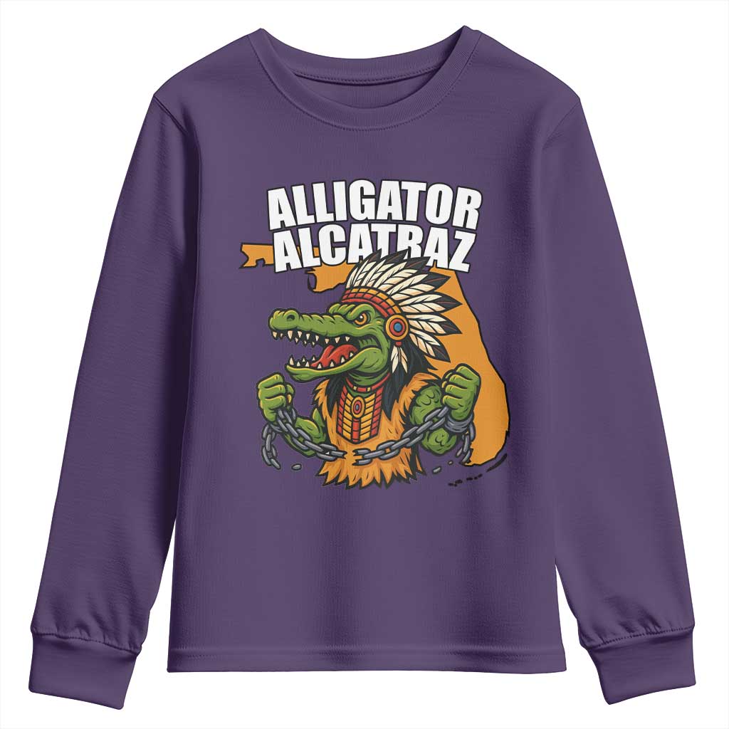 Native Alligator Alcatraz Youth Sweatshirt Florida Gator Break The Chain - Wonder Print Shop