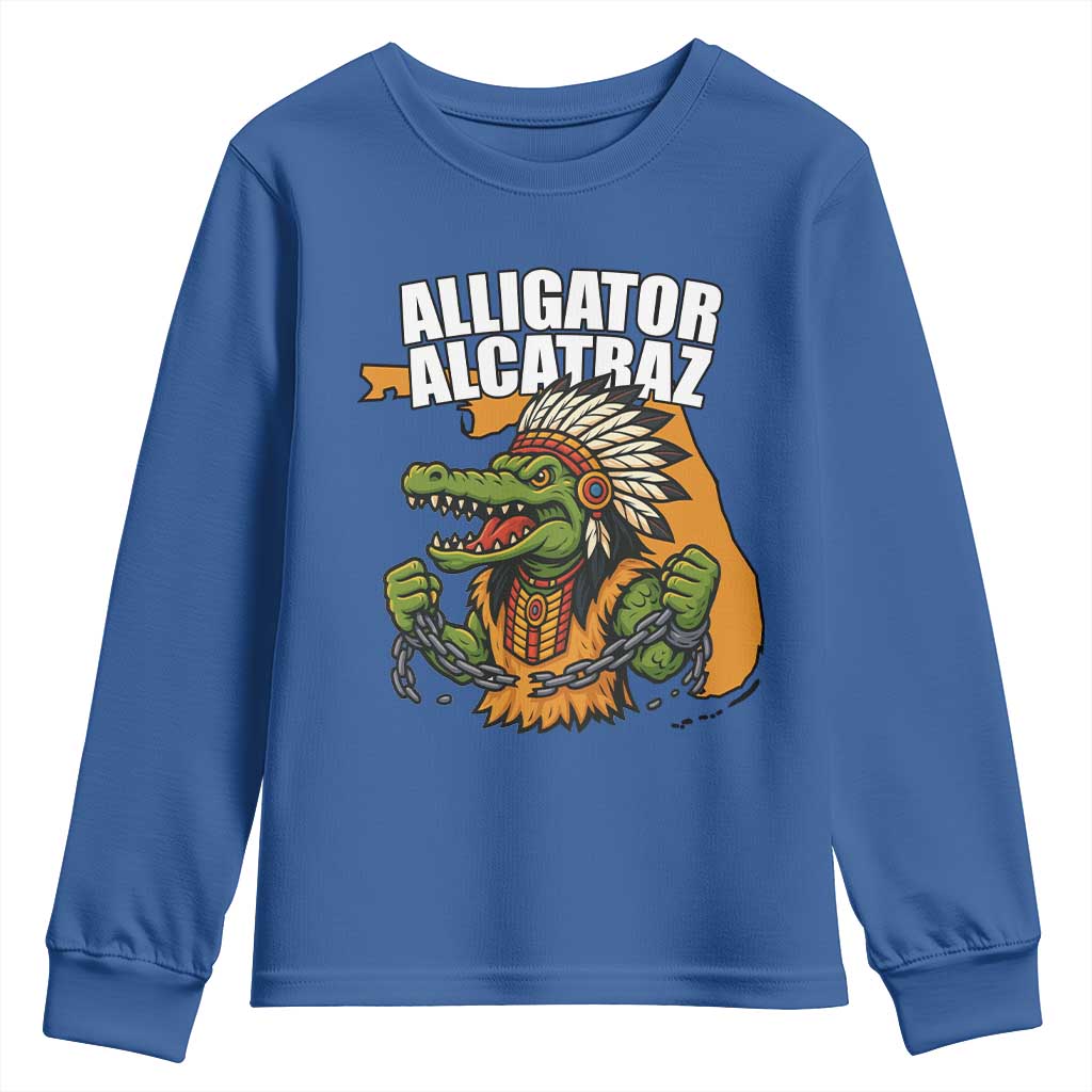 Native Alligator Alcatraz Youth Sweatshirt Florida Gator Break The Chain - Wonder Print Shop