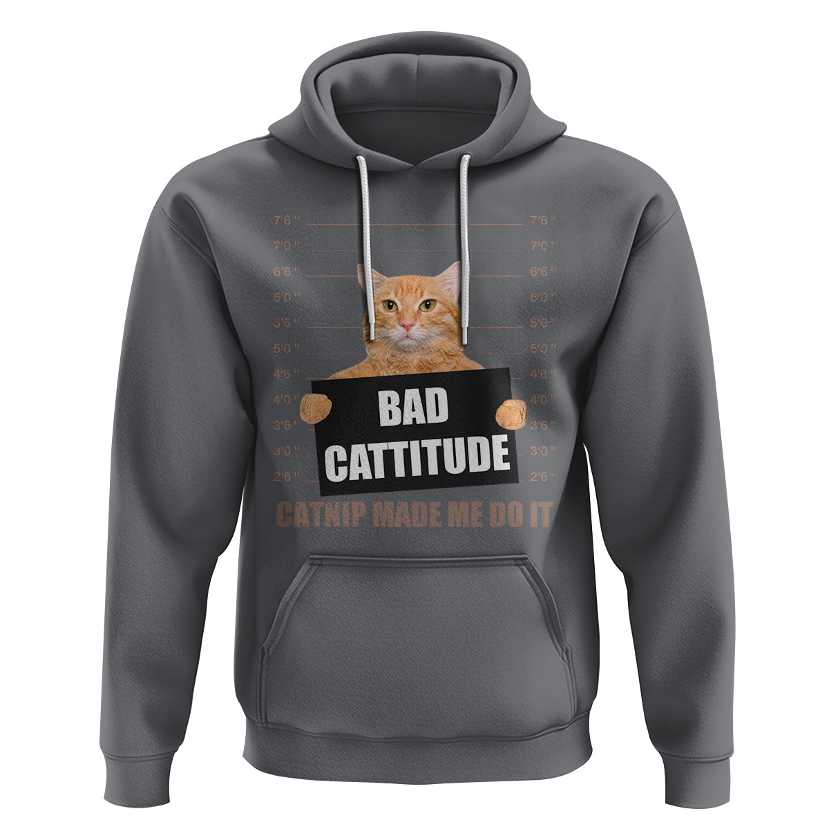 Funny Cat Mugshot Hoodie Bad Cattitude Catnip Made Me Do It - Wonder Print Shop