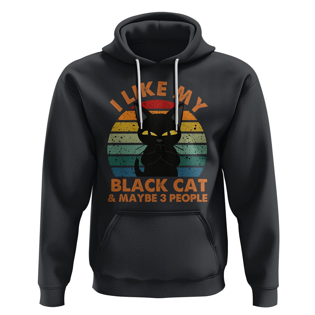Cat Lover Hoodie I Like My Black Cat & Maybe 3 People - Wonder Print Shop