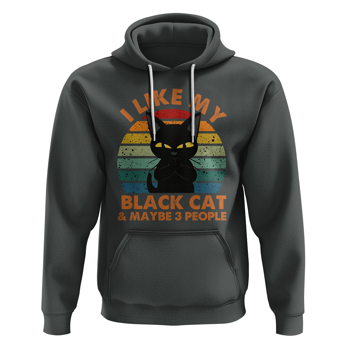 Cat Lover Hoodie I Like My Black Cat & Maybe 3 People - Wonder Print Shop