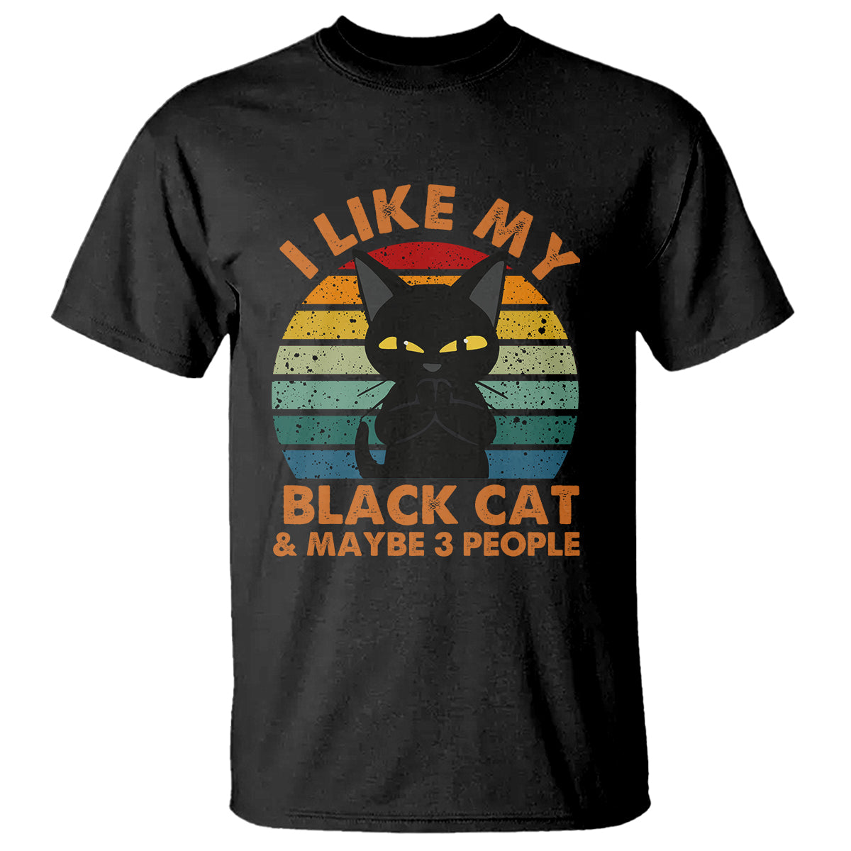 Cat Lover T Shirt I Like My Black Cat & Maybe 3 People - Wonder Print Shop