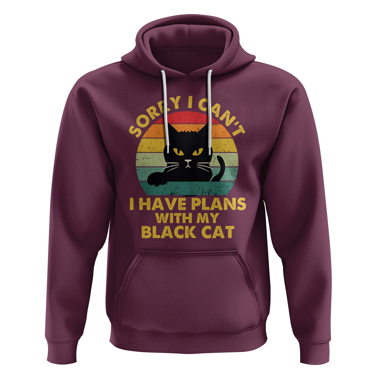 Cat Lover Hoodie Sorry I Can't I Have Plans With My Black Cat - Wonder Print Shop