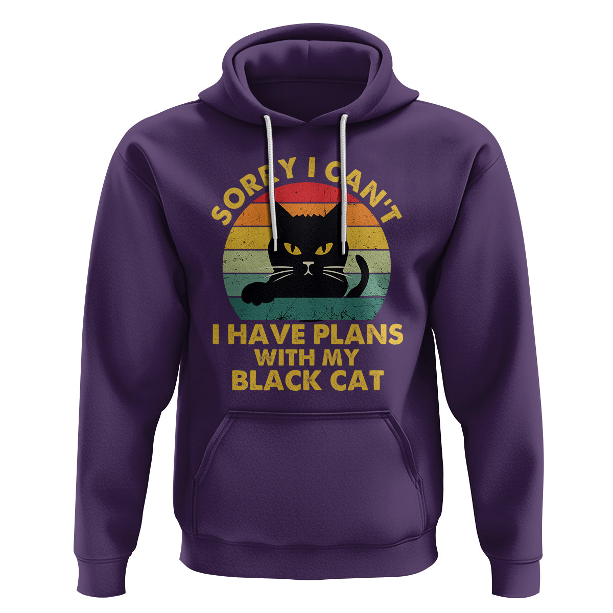 Cat Lover Hoodie Sorry I Can't I Have Plans With My Black Cat - Wonder Print Shop