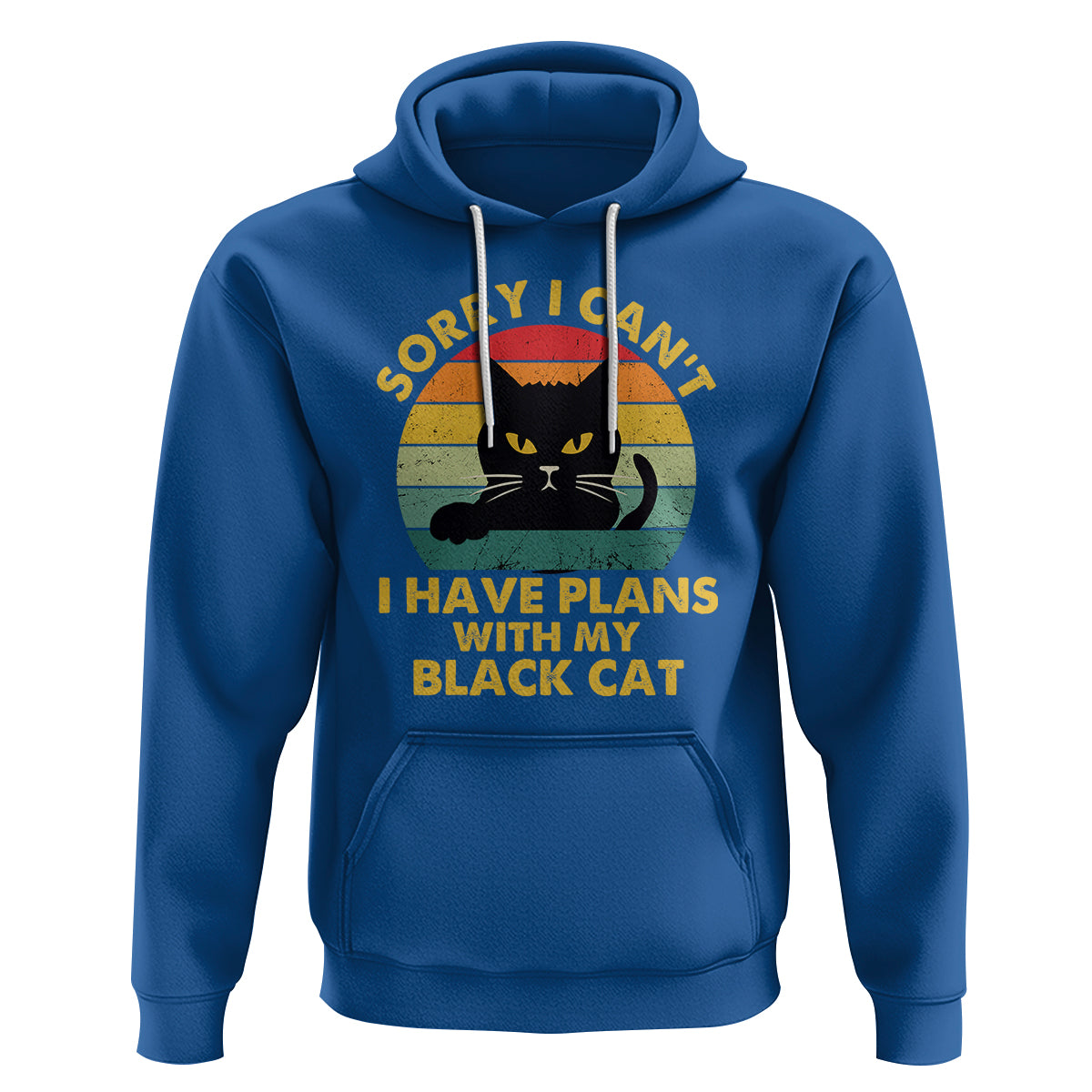 Cat Lover Hoodie Sorry I Can't I Have Plans With My Black Cat - Wonder Print Shop