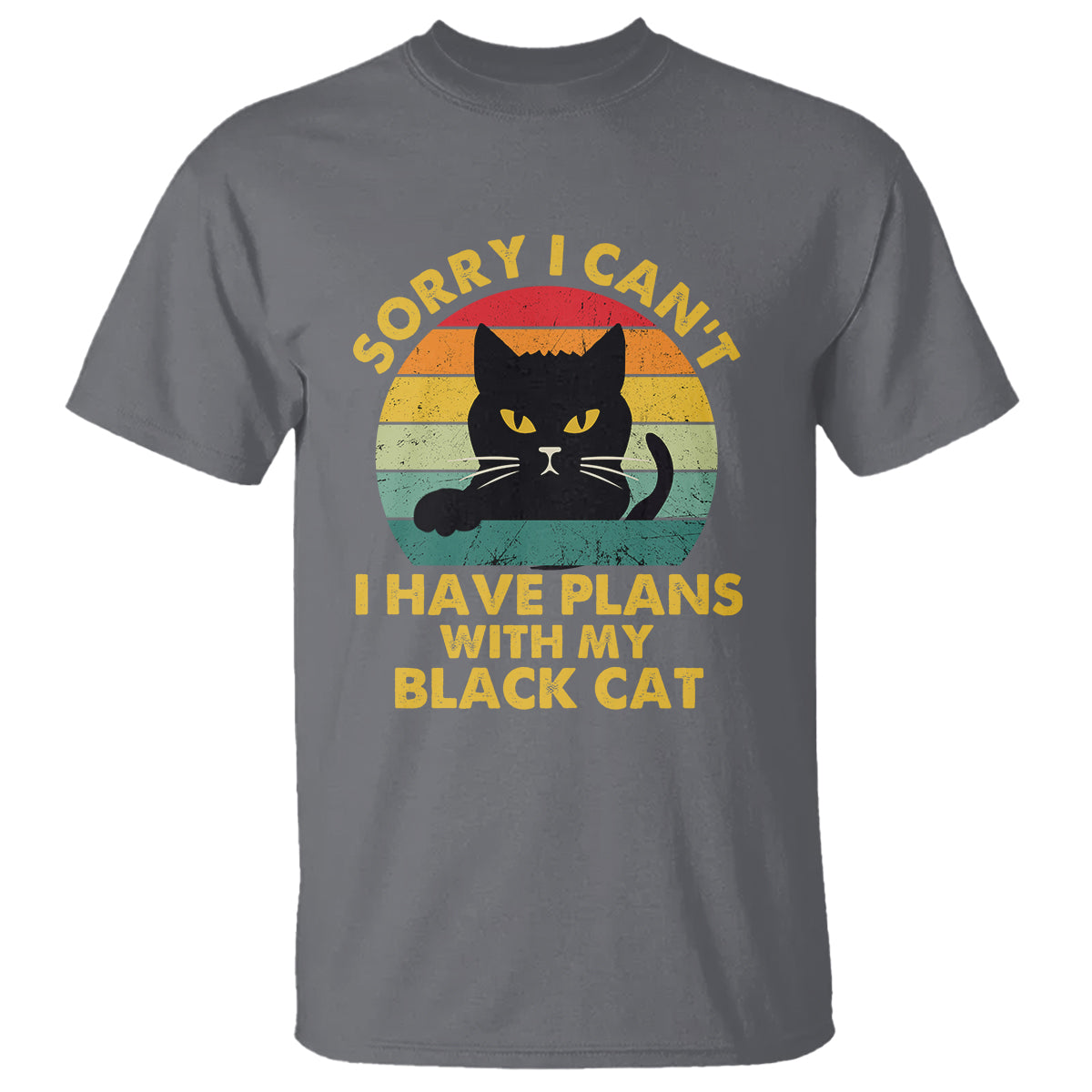Cat Lover T Shirt Sorry I Can't I Have Plans With My Black Cat - Wonder Print Shop