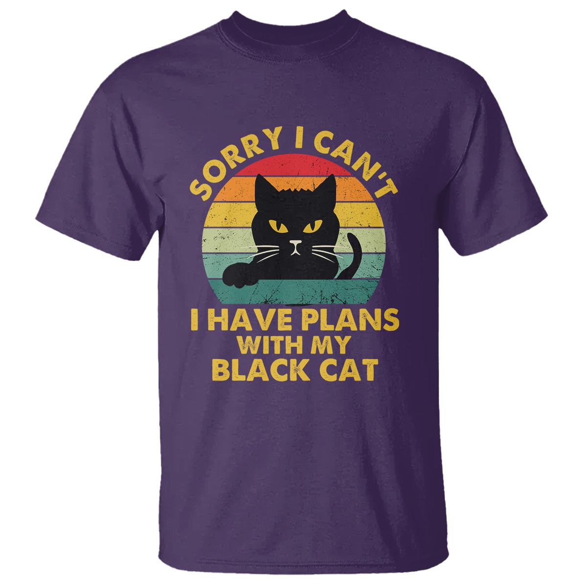 Cat Lover T Shirt Sorry I Can't I Have Plans With My Black Cat - Wonder Print Shop