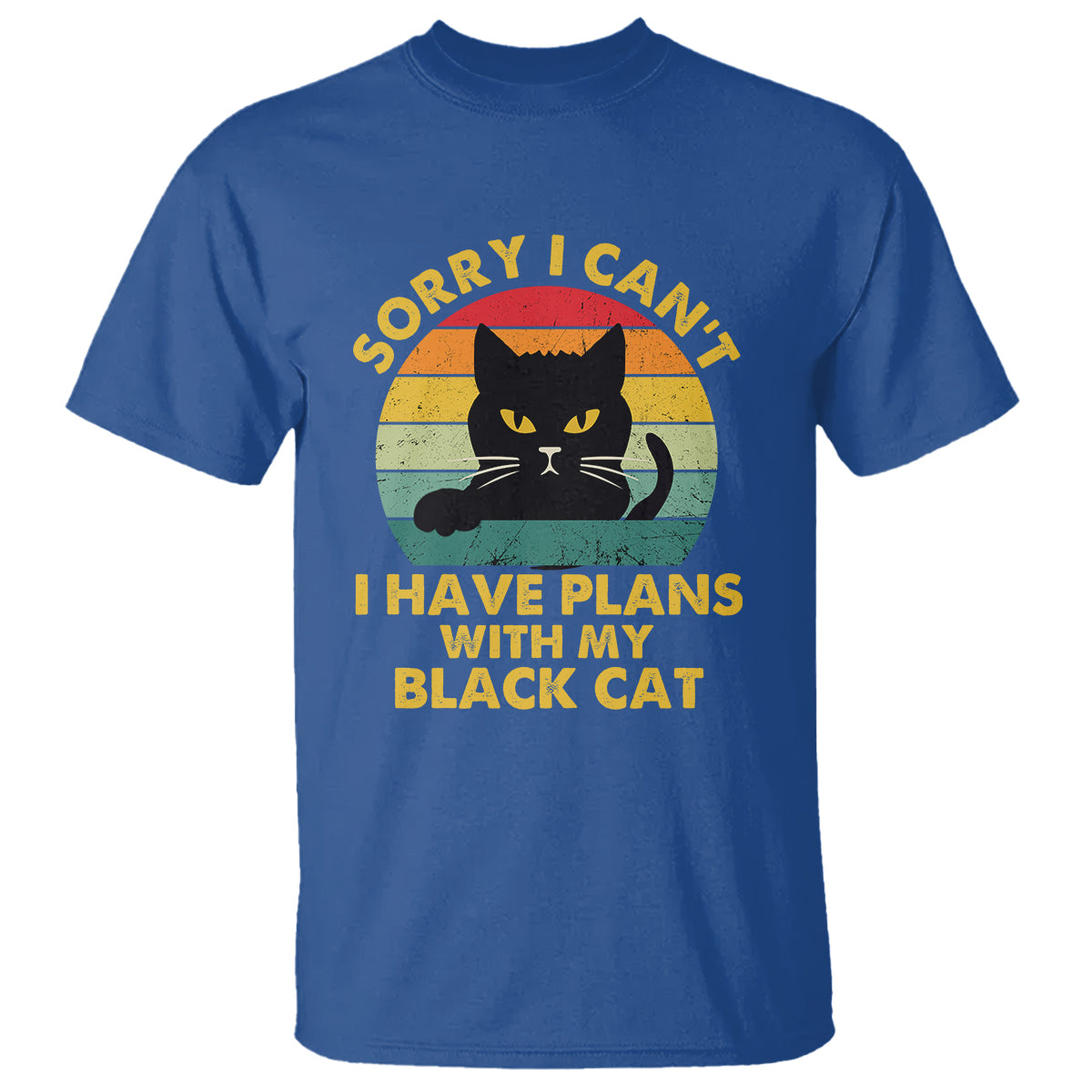 Cat Lover T Shirt Sorry I Can't I Have Plans With My Black Cat - Wonder Print Shop