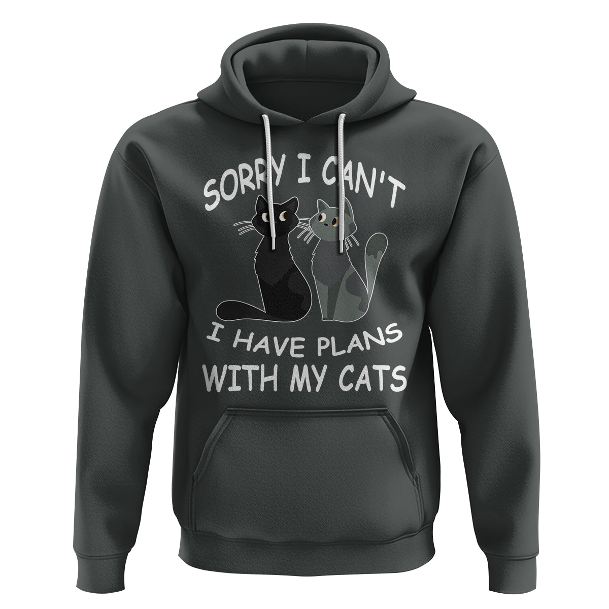 Cat Lover Hoodie Sorry I Can't I Have Plans With My Cats - Wonder Print Shop