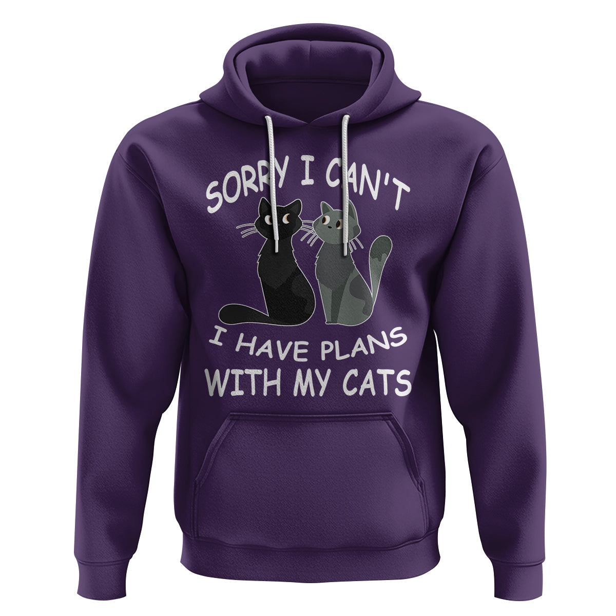 Cat Lover Hoodie Sorry I Can't I Have Plans With My Cats - Wonder Print Shop