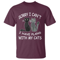 Cat Lover T Shirt Sorry I Can't I Have Plans With My Cats - Wonder Print Shop