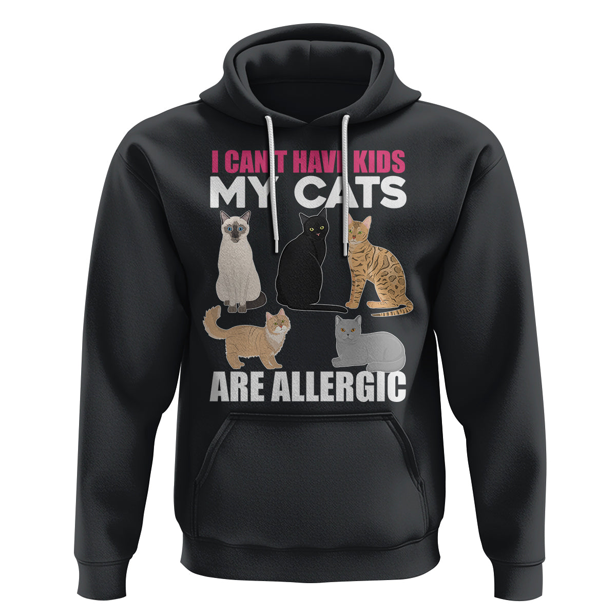 Cat Lover Hoodie I Can't Have Kids My Cats Is Allergic - Wonder Print Shop