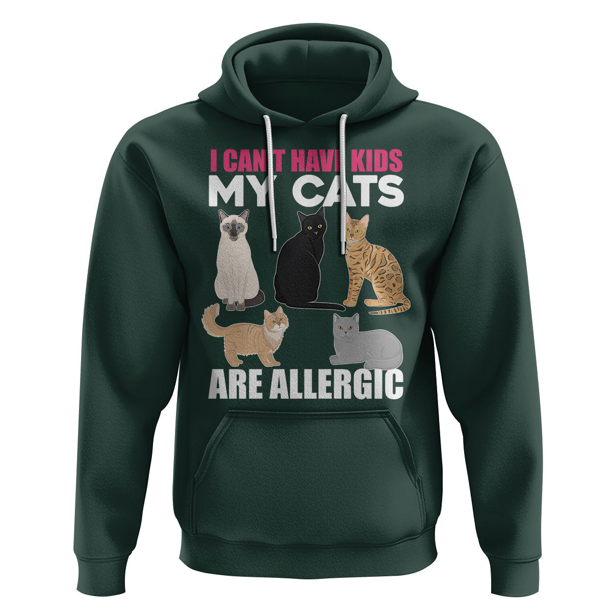Cat Lover Hoodie I Can't Have Kids My Cats Is Allergic - Wonder Print Shop