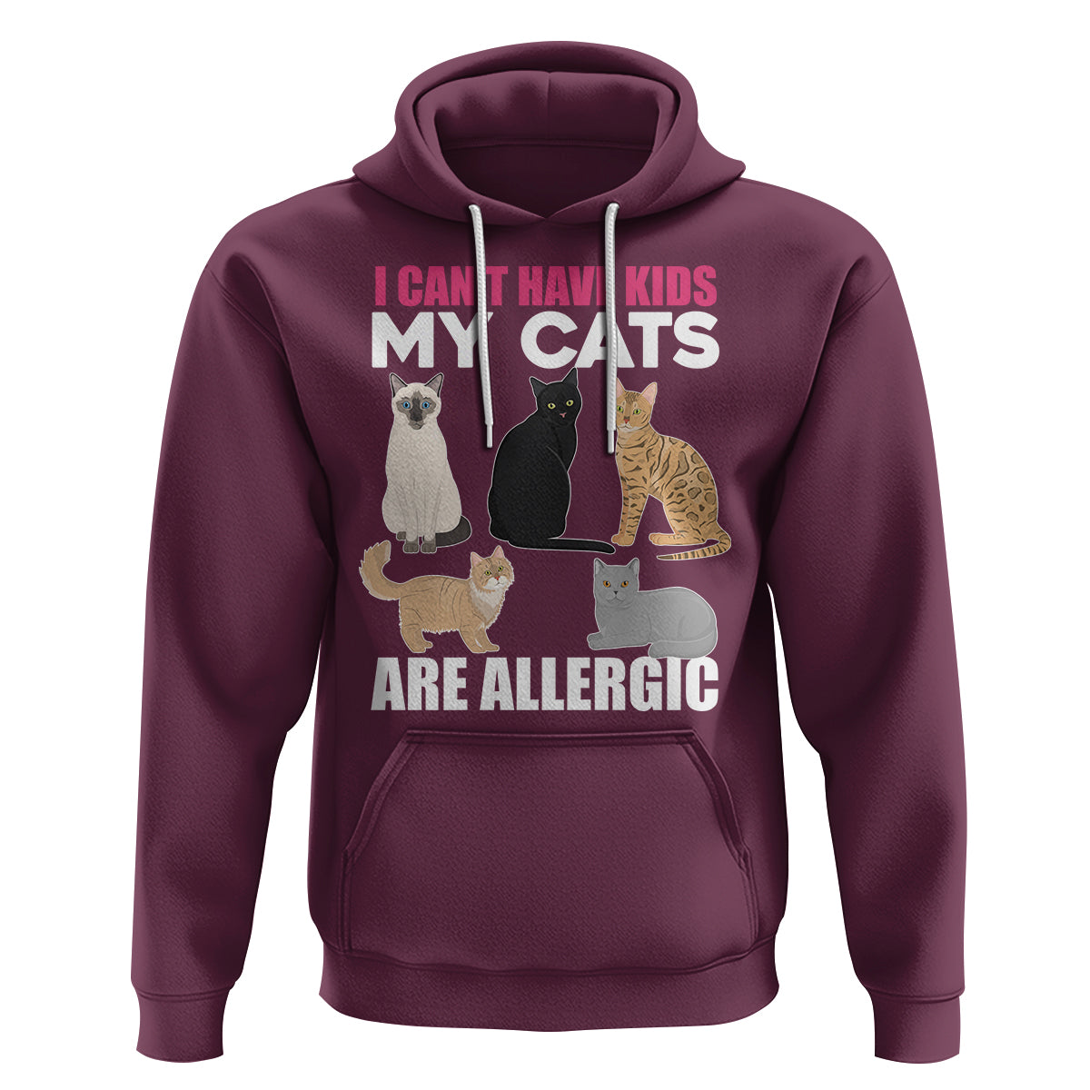 Cat Lover Hoodie I Can't Have Kids My Cats Is Allergic - Wonder Print Shop