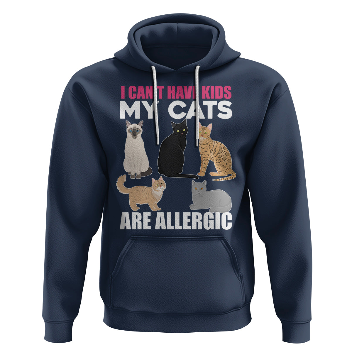 Cat Lover Hoodie I Can't Have Kids My Cats Is Allergic - Wonder Print Shop