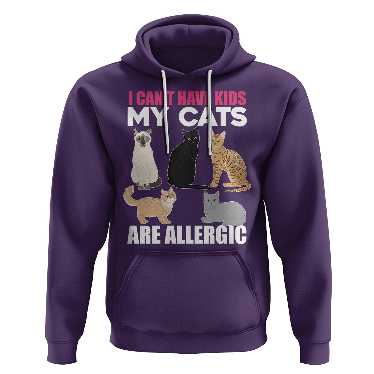 Cat Lover Hoodie I Can't Have Kids My Cats Is Allergic - Wonder Print Shop