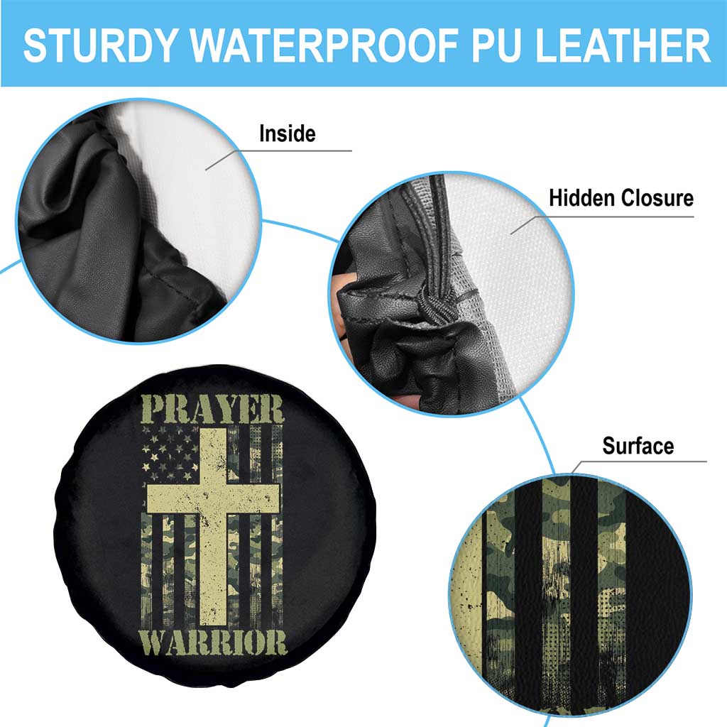 Christian Patriotic Spare Tire Cover Prayer Warrior Camo American Flag Bible Verse Faith Jesus