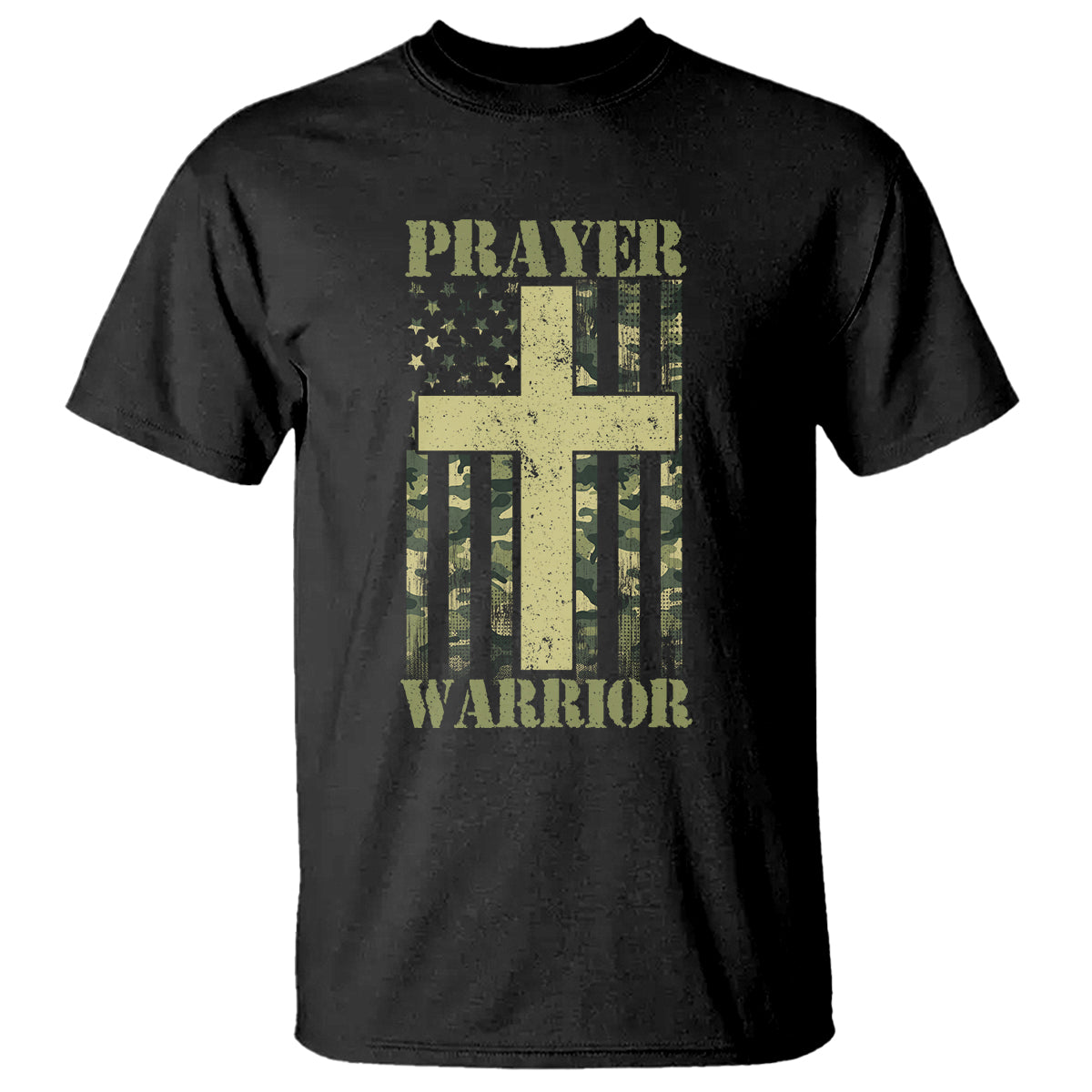 Christian Patriotic T Shirt Prayer Warrior Camo American Flag Bible Verse Faith Jesus - Wonder Print Shop