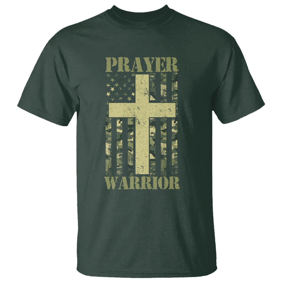 Christian Patriotic T Shirt Prayer Warrior Camo American Flag Bible Verse Faith Jesus - Wonder Print Shop
